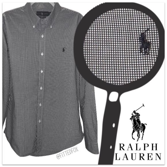 Ralph Lauren Other - RALPH LAUREN SLIM FIT 100% COTTON MENS BUTTON DOWN B&W CHECKERED SHIRT | LARGE